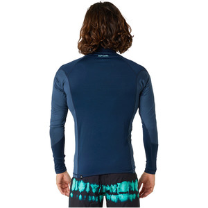 2024 Rip Curl Mens Waves UPF Performance Long Sleeve Rash Vest 141MRV - Dark Navy